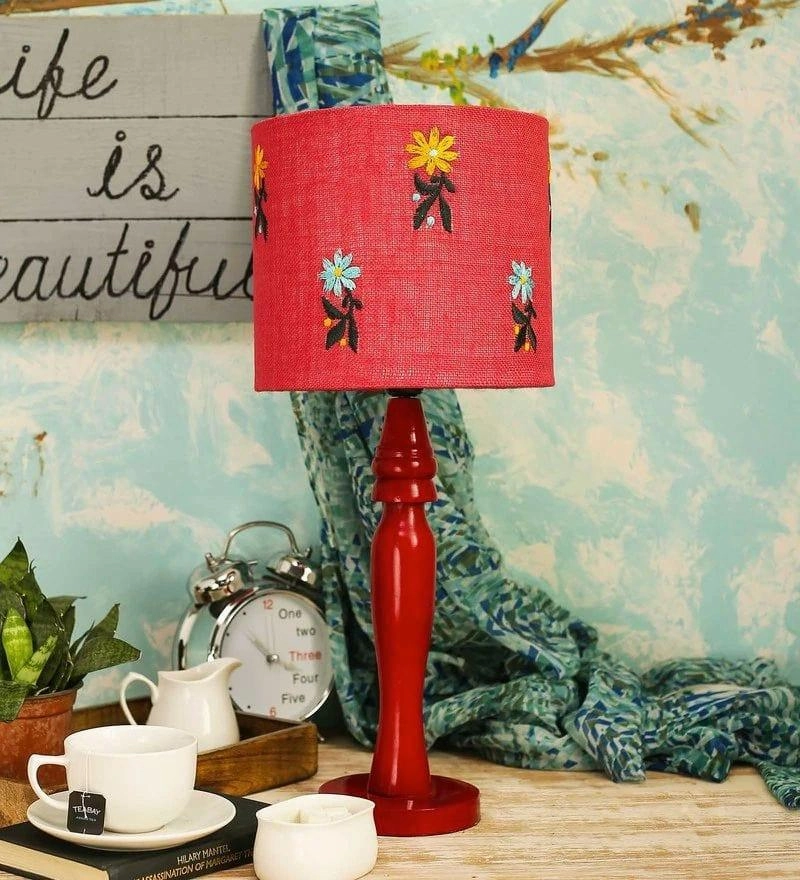 Flowers on Jute Lamp