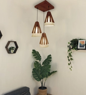 Flue Brown Wooden Cluster Hanging Lamp (BULB NOT INCLUDED) contemporary ceiling fixture