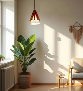 Flue Brown Wooden Single Hanging Lamp (BULB NOT INCLUDED) contemporary ceiling fixture