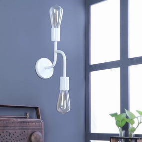 Flute White Metal Wall Light by SS Lightings vintage desk lamp