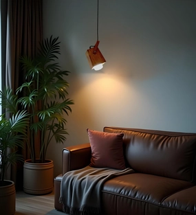 Focal Brown Wooden Single Hanging Lamp (BULB NOT INCLUDED) contemporary ceiling fixture