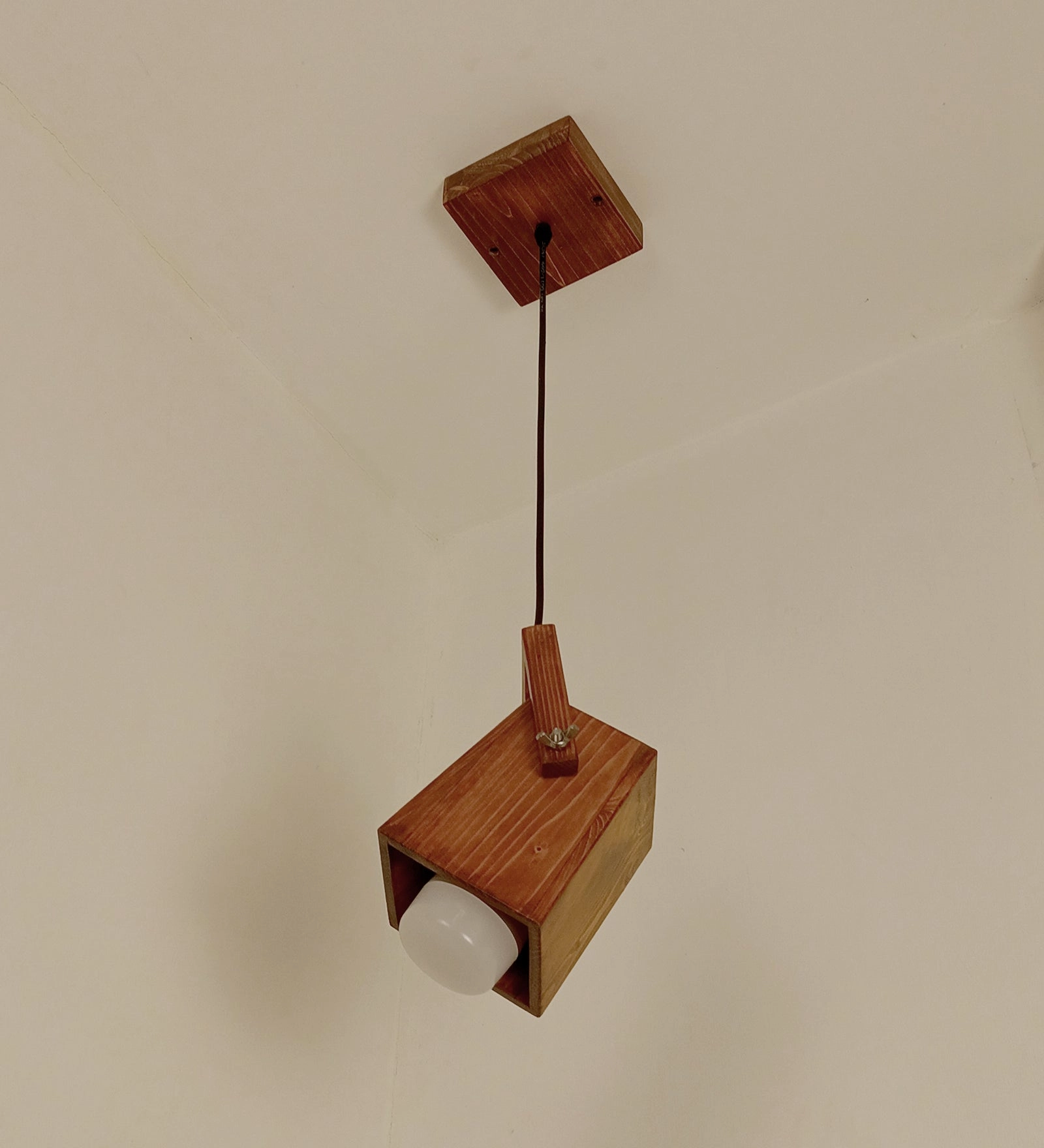 Focal Brown Wooden Single Hanging Lamp (BULB NOT INCLUDED)