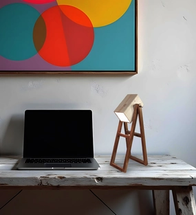 Focal Brown Wooden Table Lamp with Beige Wooden Lampshade (BULB NOT INCLUDED) Louis Poulsen chandelier