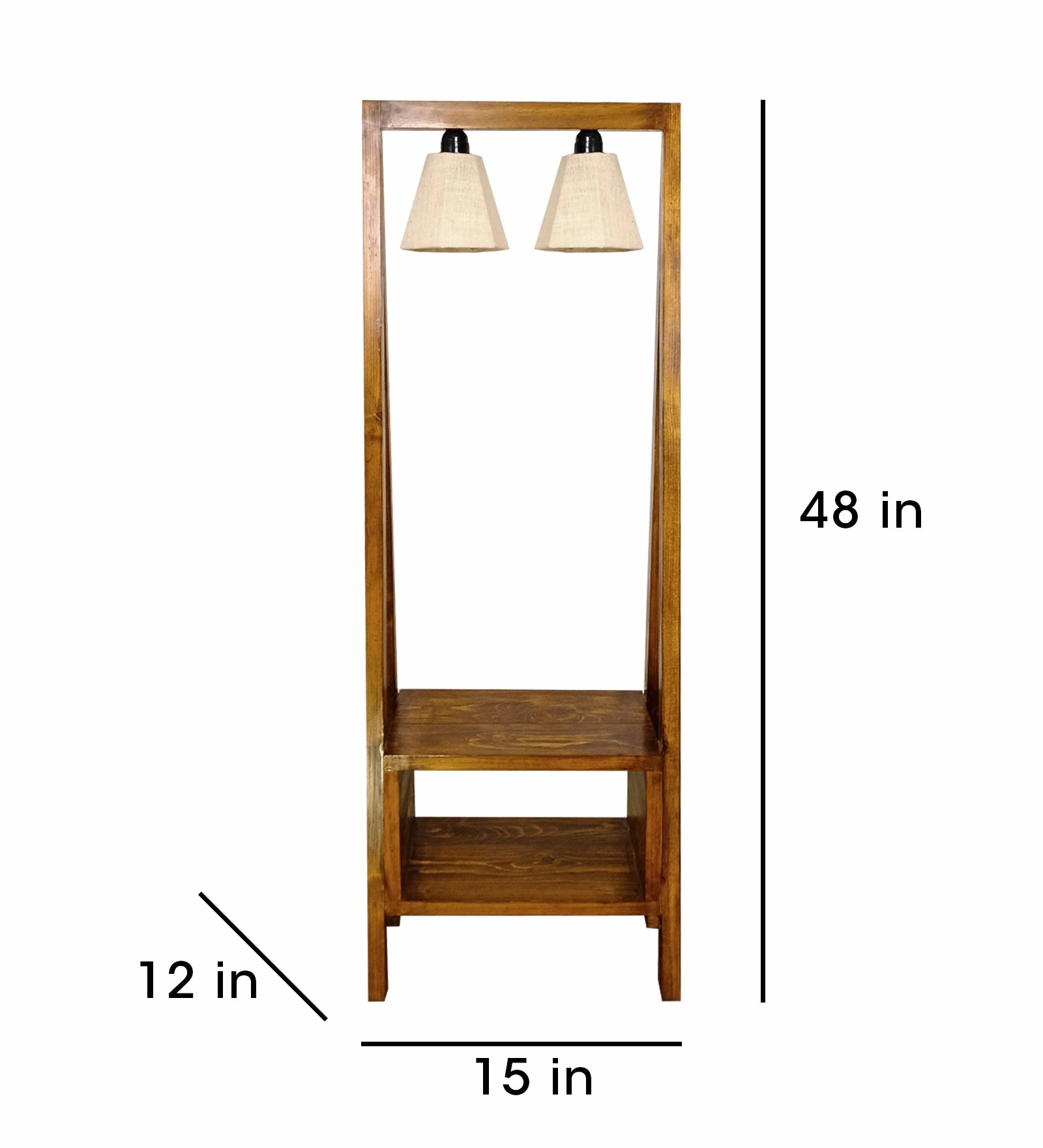 Francis Wooden Floor Lamp with Brown Base and Jute Fabric Lampshade (BULB NOT INCLUDED)