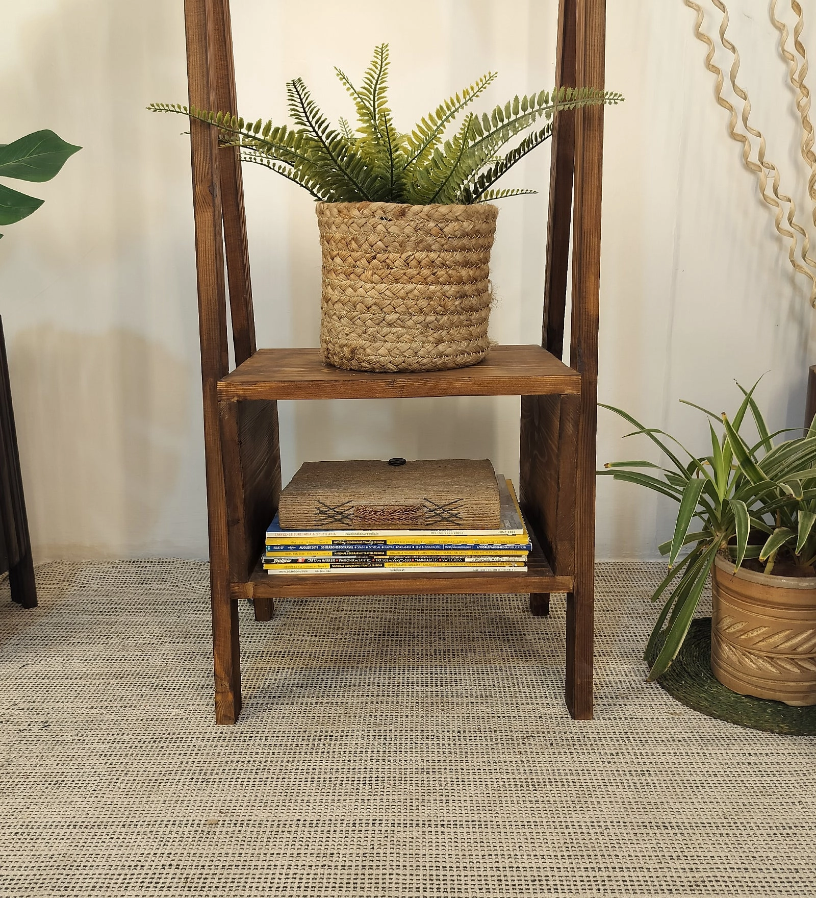 Francis Wooden Floor Lamp with Brown Base and Jute Fabric Lampshade (BULB NOT INCLUDED)
