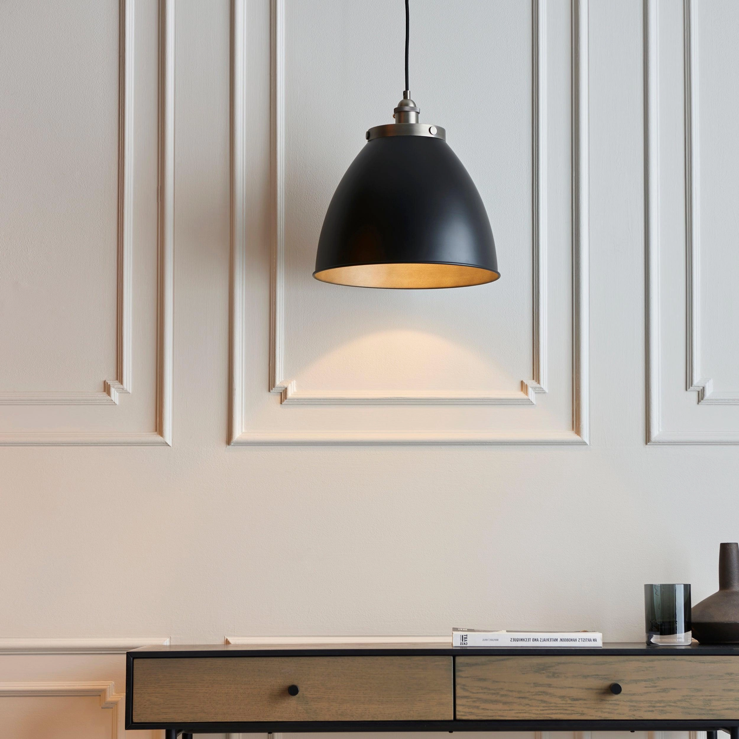 Franklin Pewter Industrial Style Ceiling Pendant - 34cm