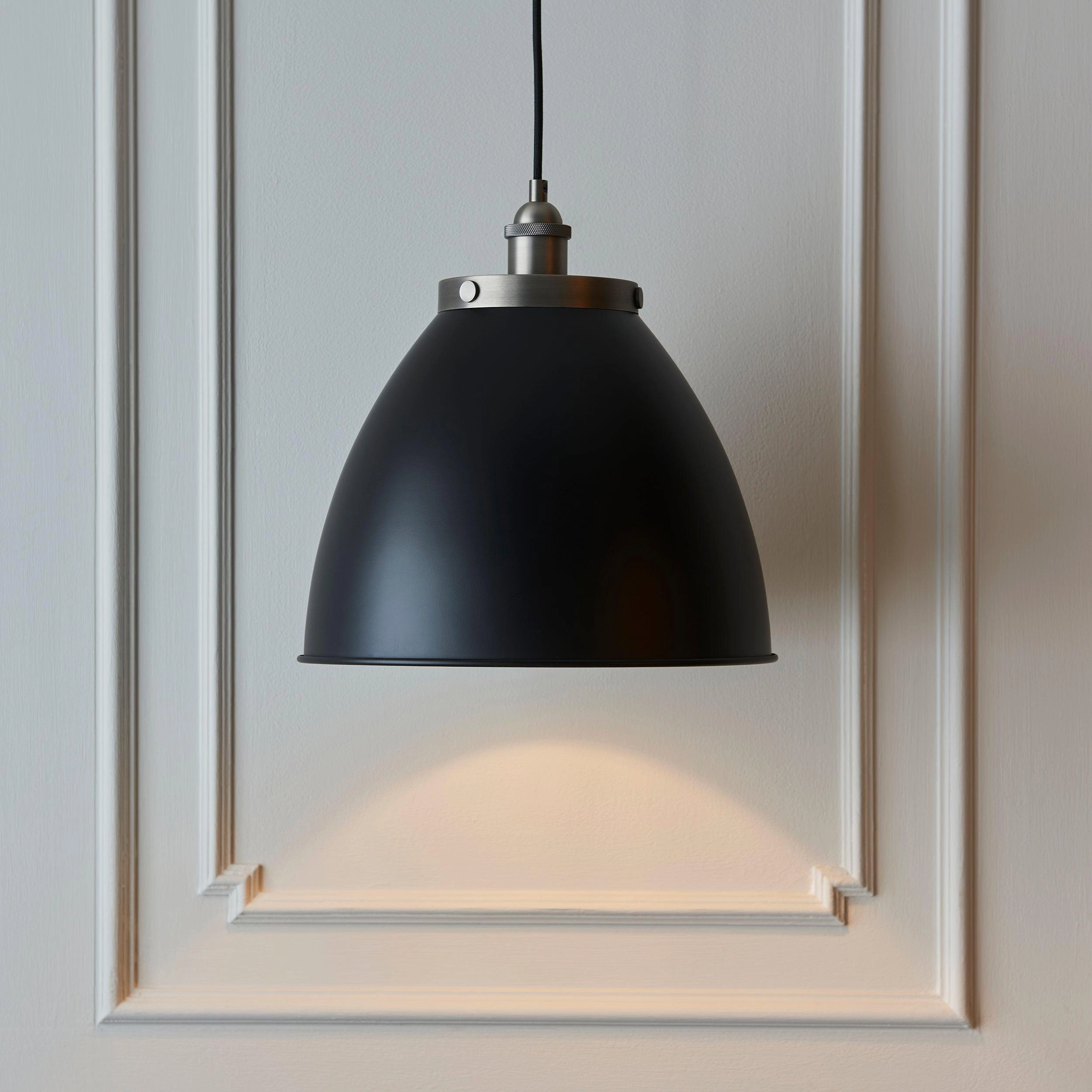 Franklin Pewter Industrial Style Ceiling Pendant - 34cm