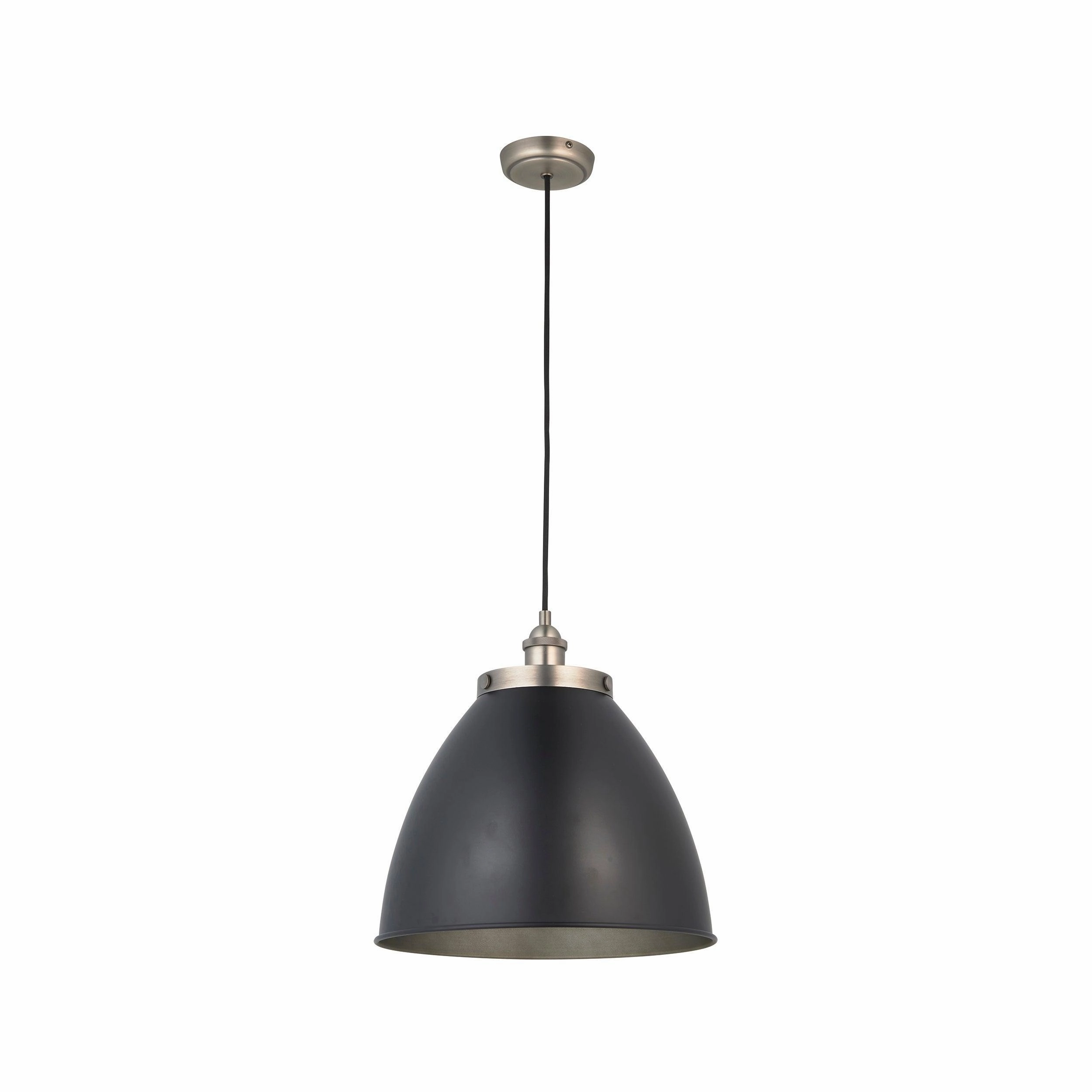 Franklin Pewter Industrial Style Ceiling Pendant - 34cm