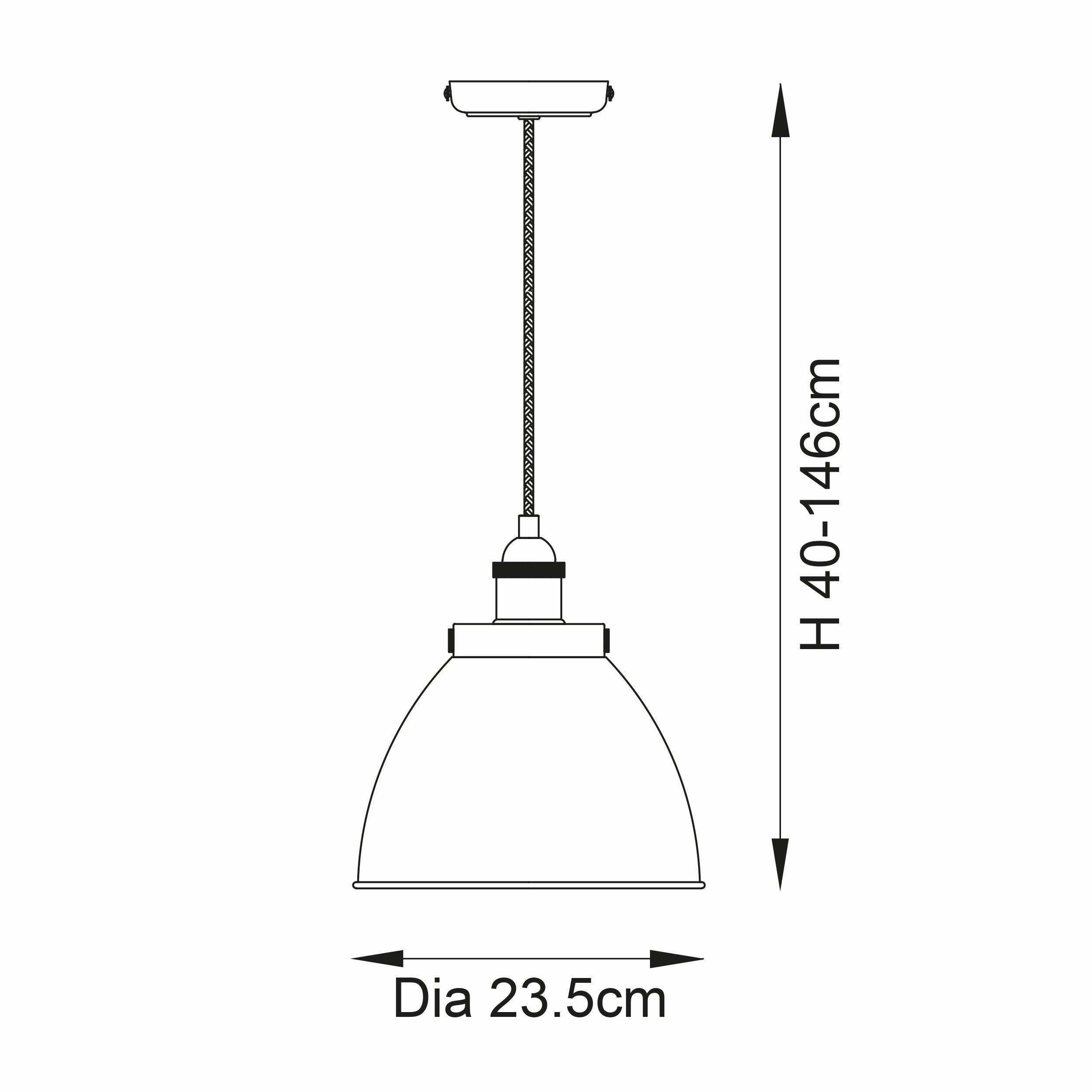 Franklin Small Pewter Industrial Ceiling Pendant - 24cm