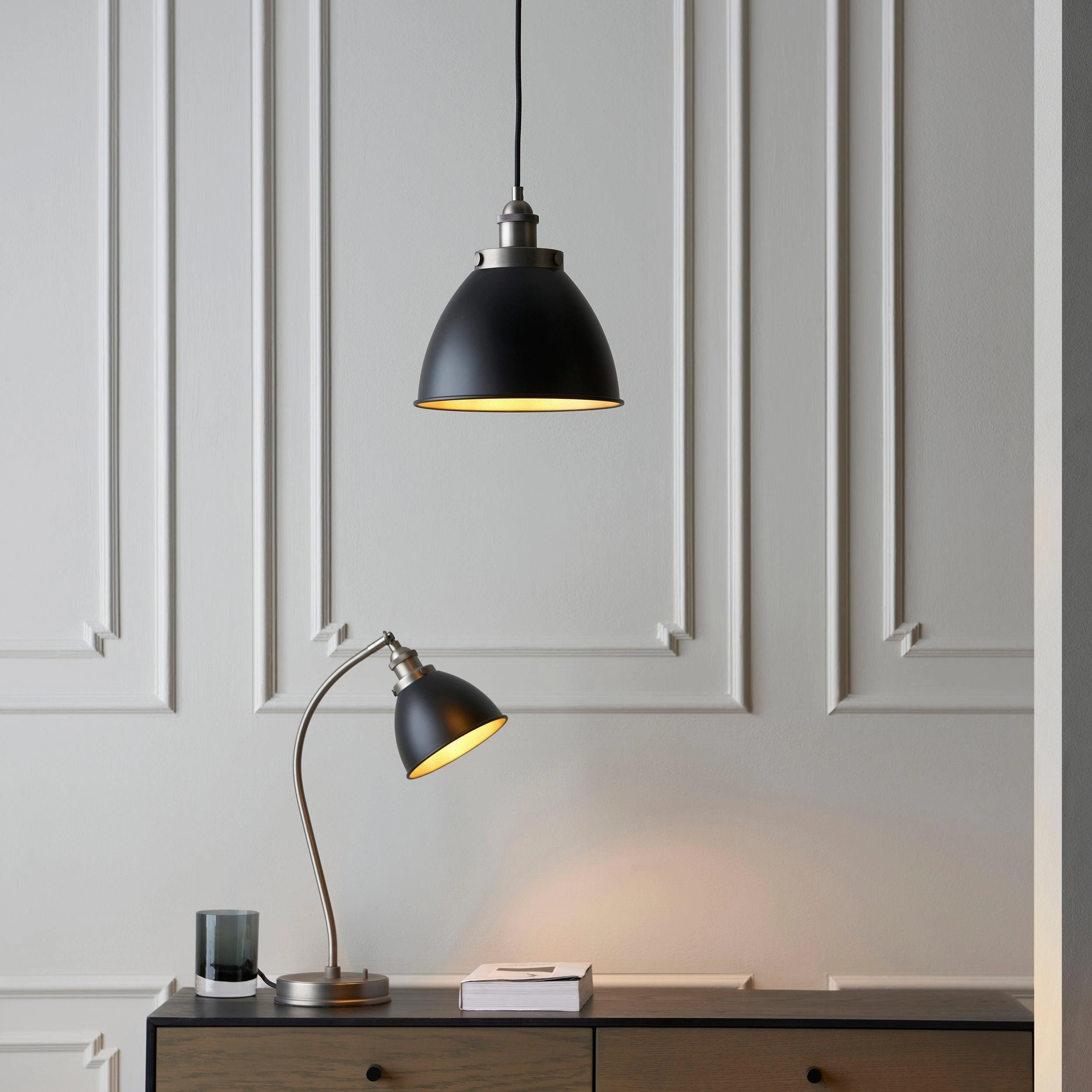 Franklin Small Pewter Industrial Ceiling Pendant - 24cm