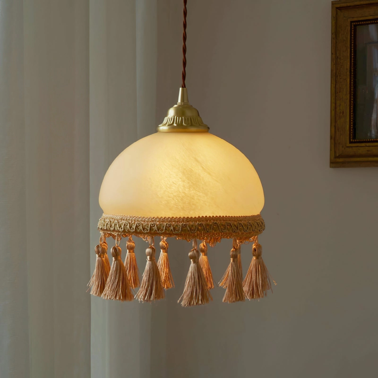 French Tassels Brass Pendant Light