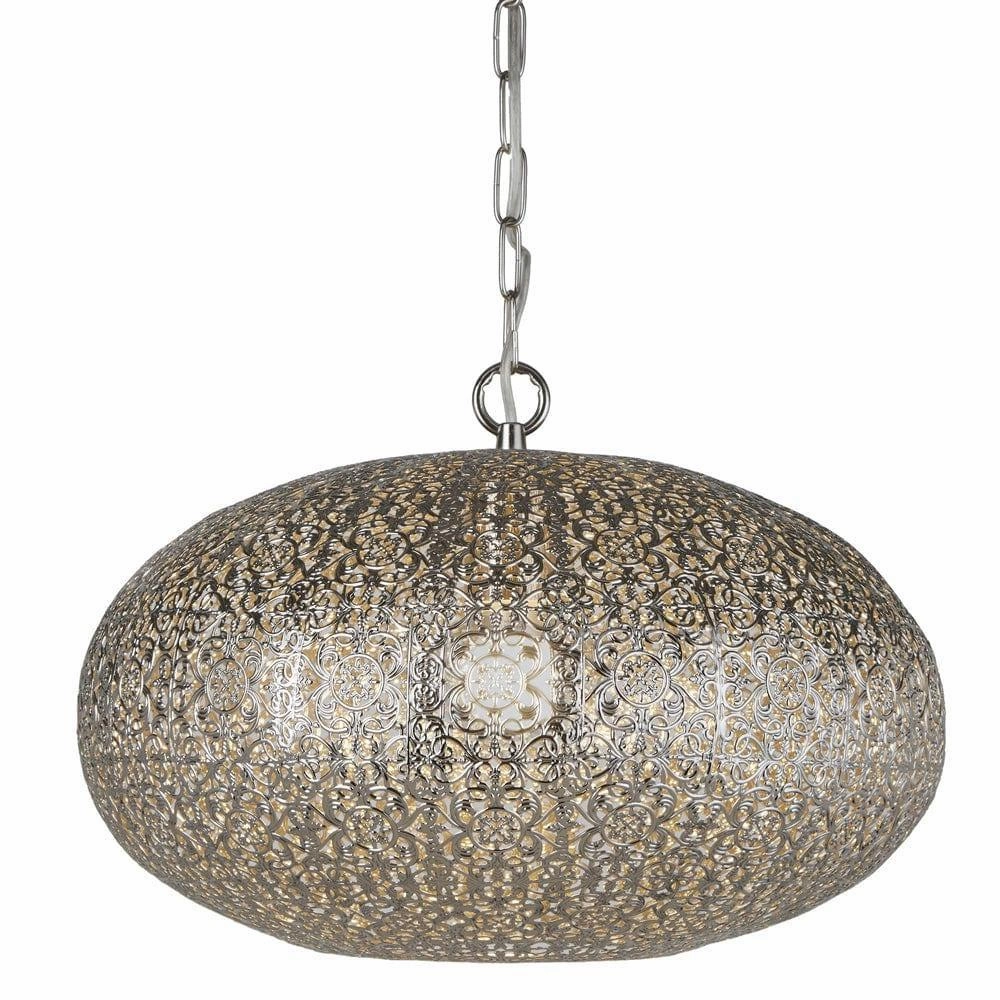 Fretwork 1 Light Moroccan Inspired Nickel Ceiling Pendant simple ceiling design light
