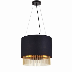 Fringe 3 Light Black Pendant - Black Shade With Gold Chain minimalist ceiling light