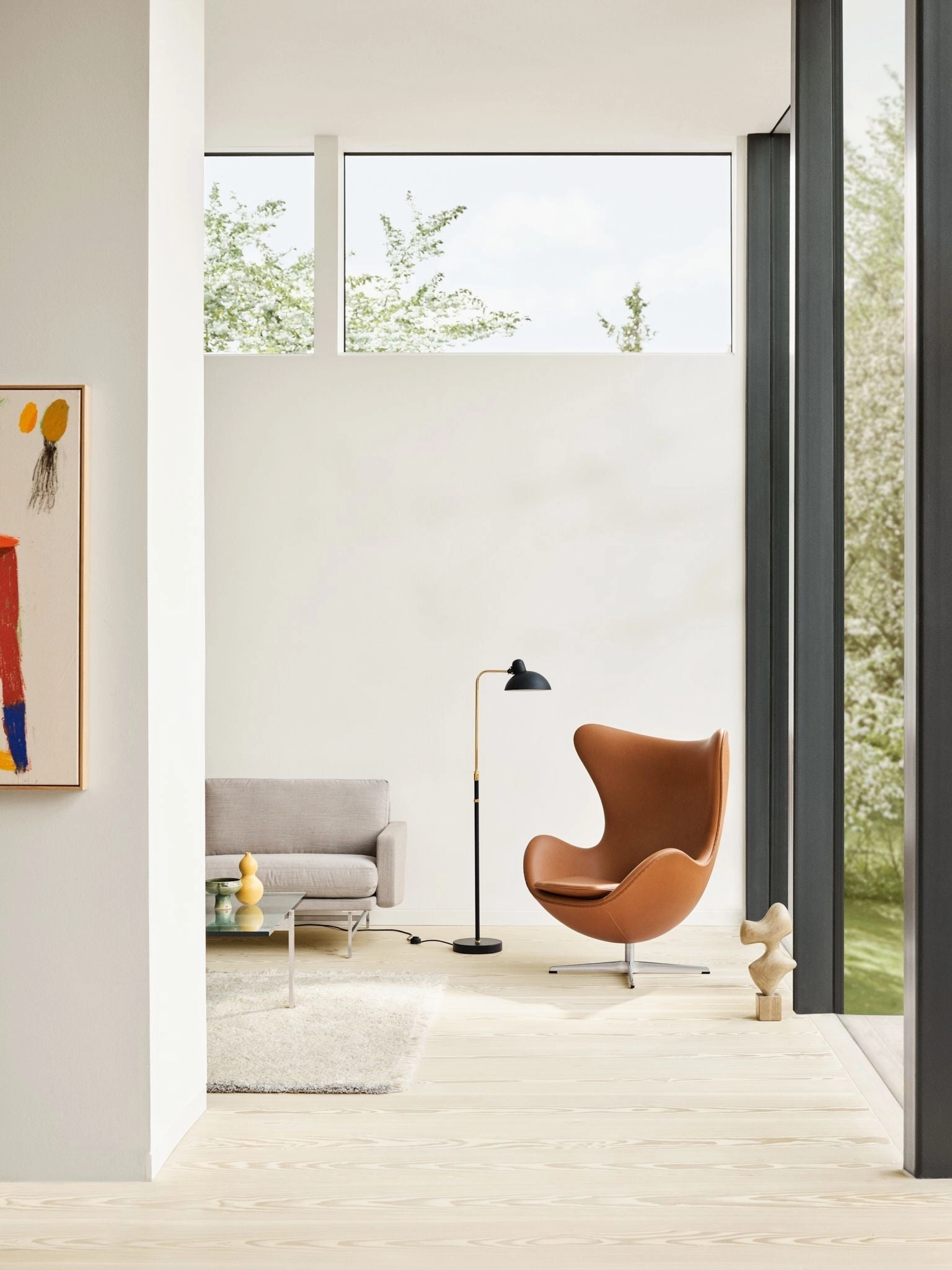Fritz Hansen Kaiser Idell? 6580 F Floor Lamp, Black Matt/Brass