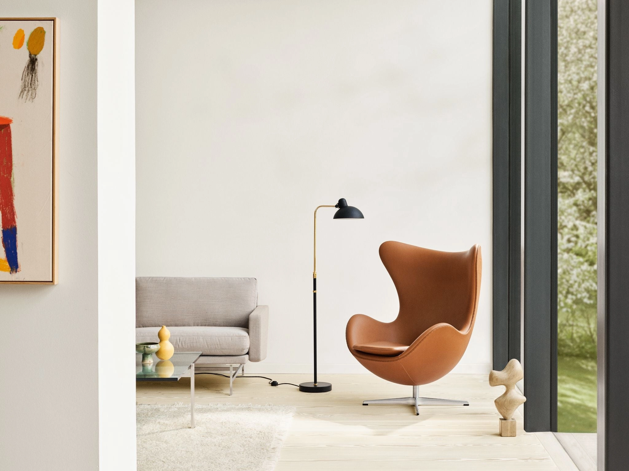 Fritz Hansen Kaiser Idell? 6580 F Floor Lamp, Black Matt/Brass