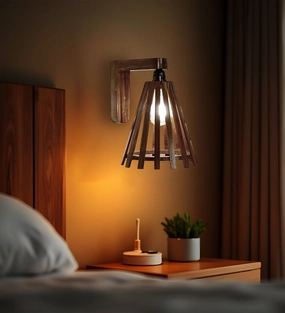 Funnel Brown Wooden Wall Light (BULB NOT INCLUDED) vintage desk lamp