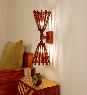 Funnel Duo Brown Wooden Wall Light (BULB NOT INCLUDED) vintage desk lamp