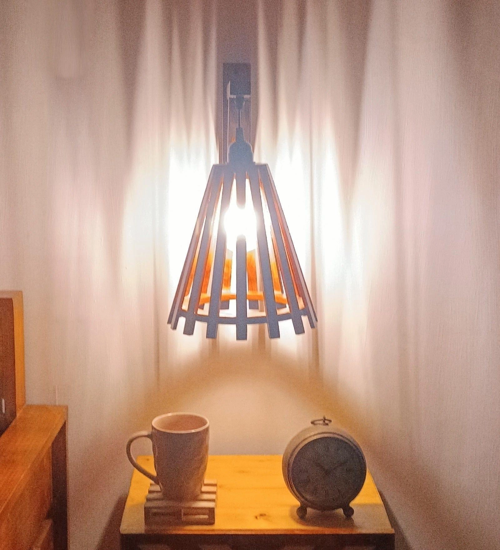 Funnel L Brown Wooden Wall Light (BULB NOT INCLUDED)