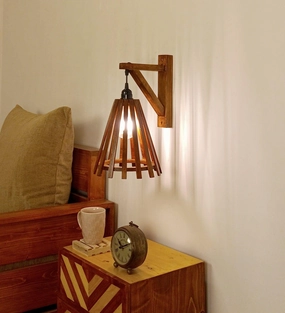 Funnel L Brown Wooden Wall Light (BULB NOT INCLUDED) vintage desk lamp