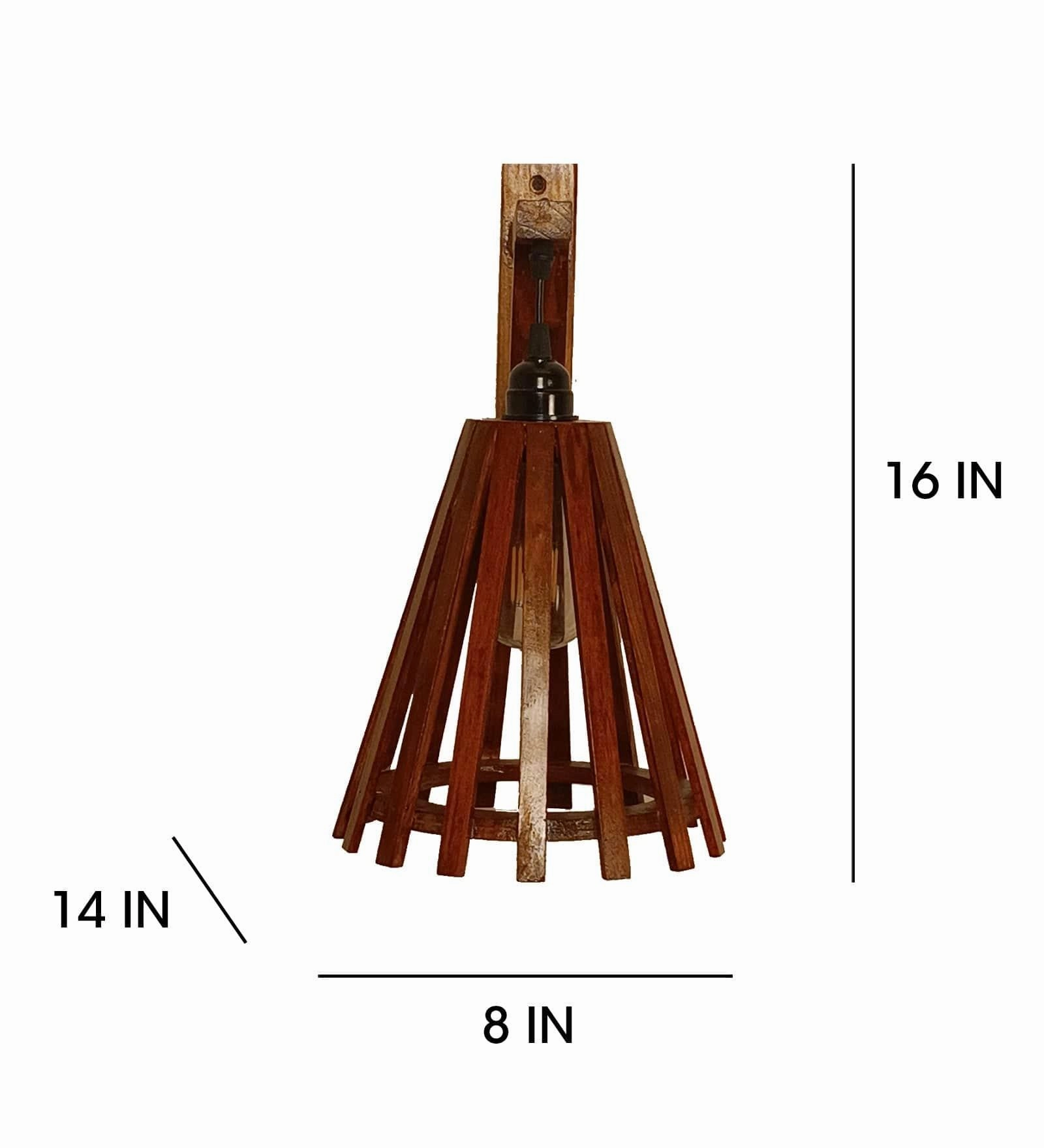Funnel L Brown Wooden Wall Light (BULB NOT INCLUDED)