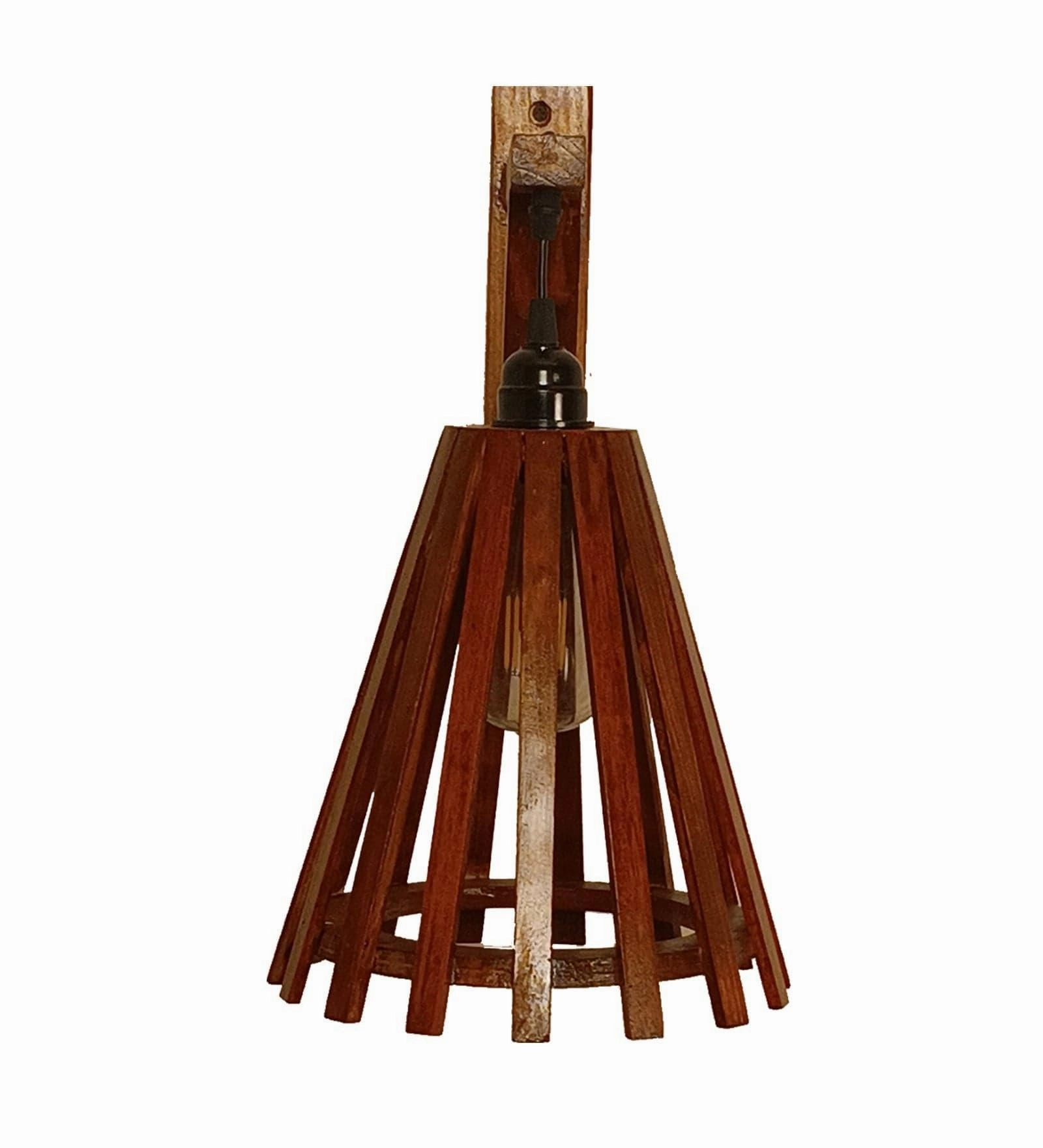 Funnel L Brown Wooden Wall Light (BULB NOT INCLUDED)