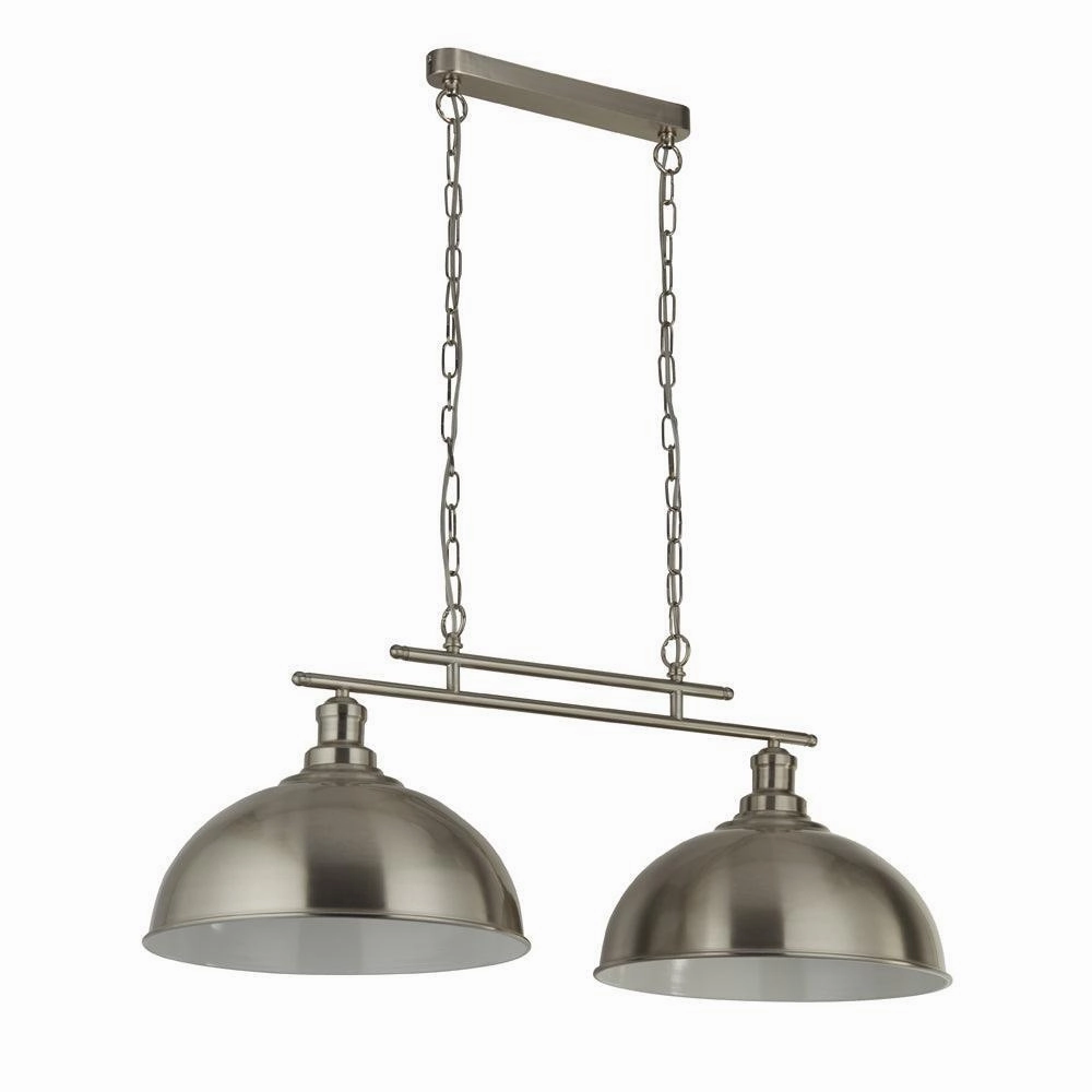 Fusion 2 Light Ceiling Bar Satin Silver & Silver Shades