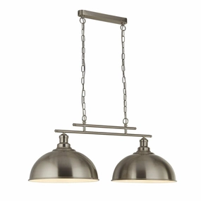 Fusion 2 Light Ceiling Bar Satin Silver & Silver Shades modern ceiling lamp