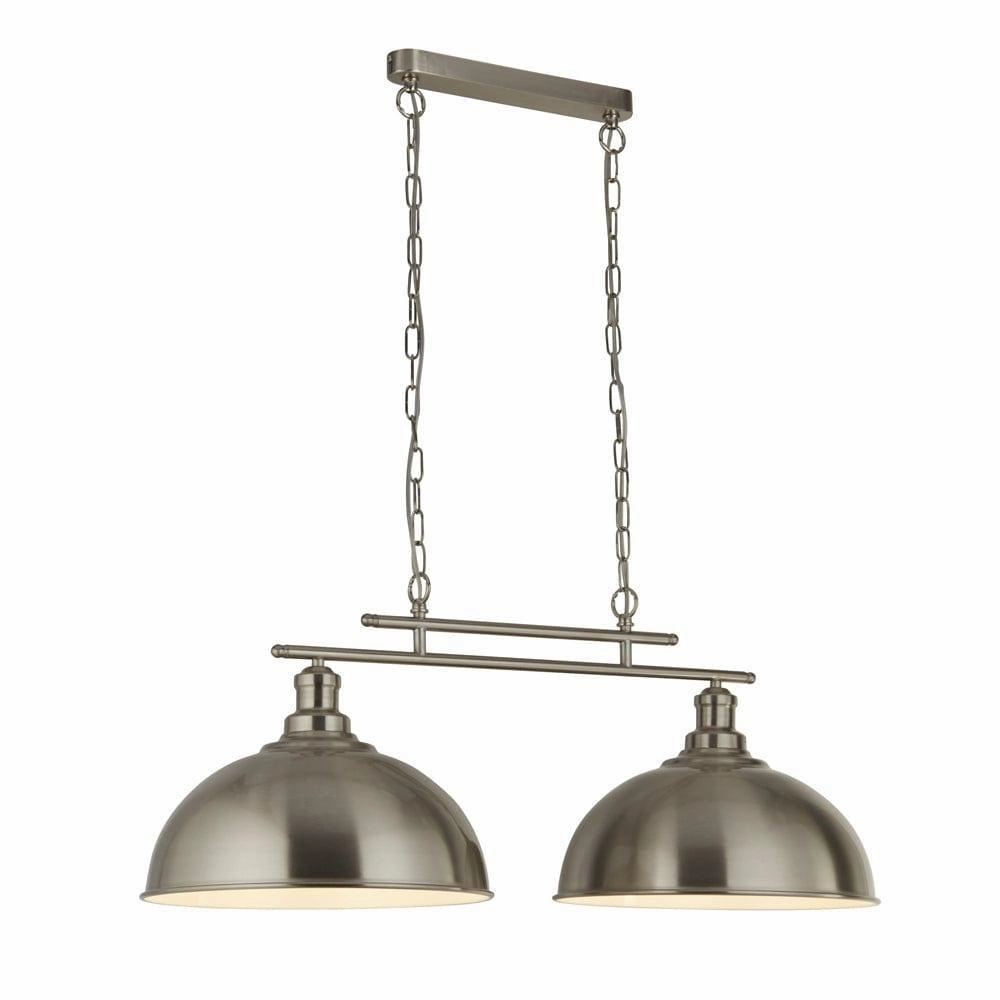 Fusion 2 Light Ceiling Bar Satin Silver & Silver Shades modern ceiling lamp