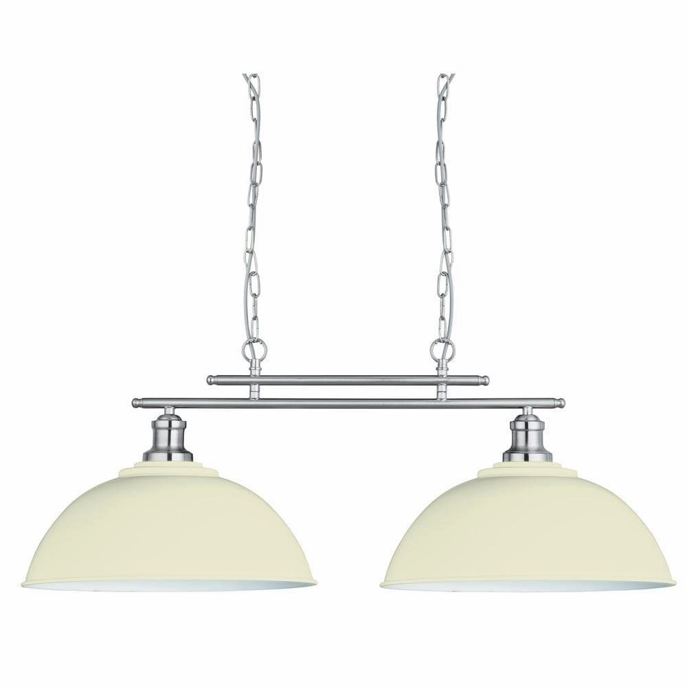 Fusion 2 Light Satin Silver Ceiling Bar & Cream Shades minimalist ceiling light