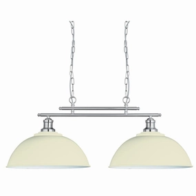 Fusion 2 Light Satin Silver Ceiling Bar & Cream Shades minimalist ceiling light