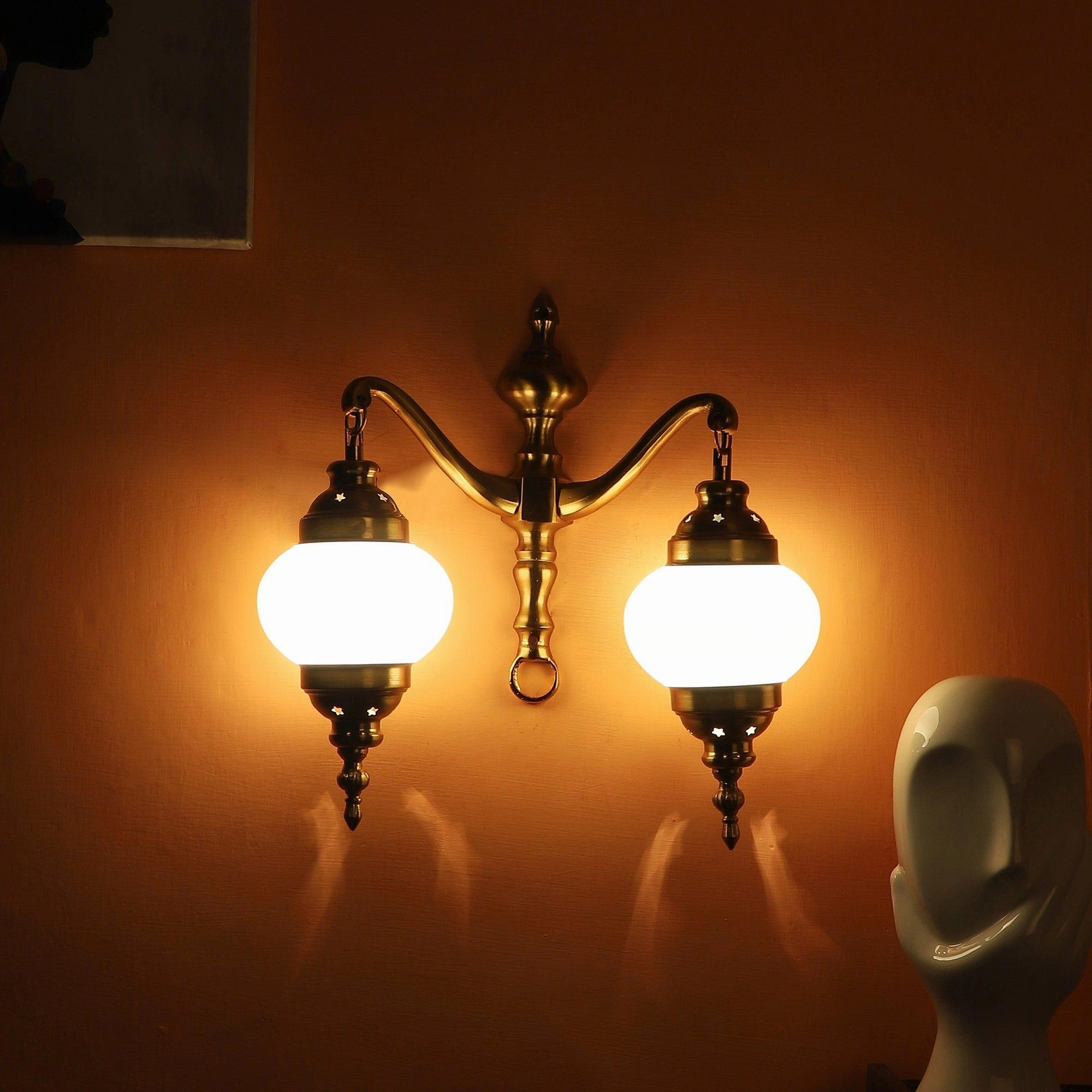 Fusty Aluminium Gold 2 Wall Lights