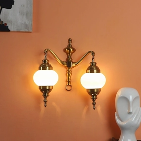 Fusty Aluminium Gold 2 Wall Lights vintage desk lamp