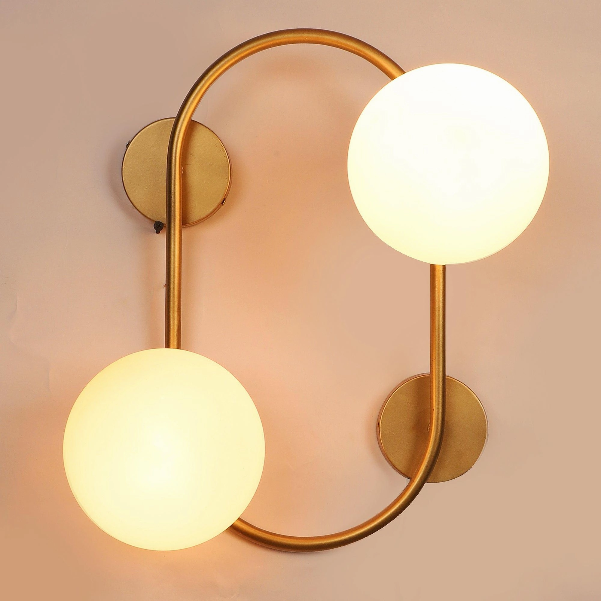 Fusty Gold And White Iron 2 Wall Lights