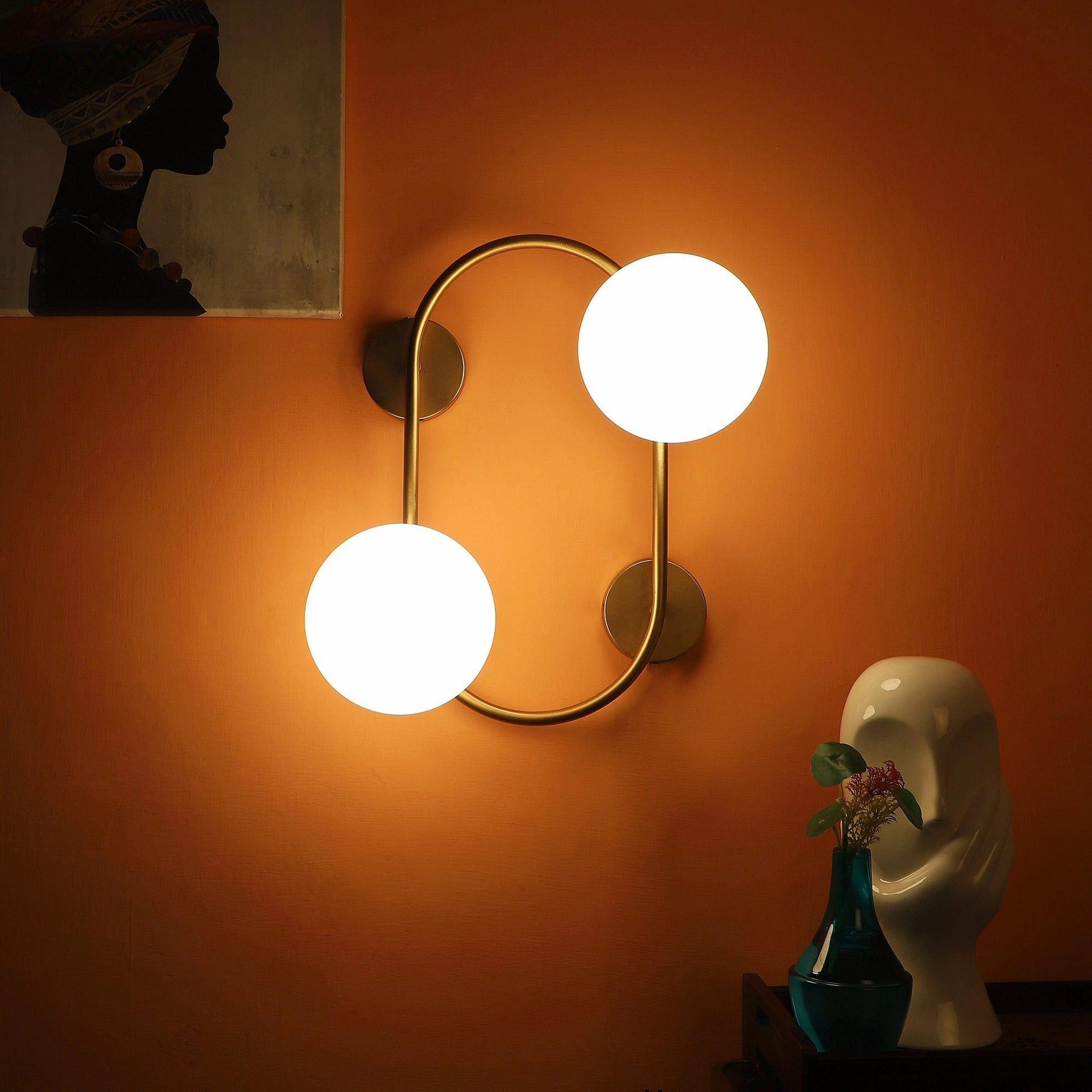 Fusty Gold And White Iron 2 Wall Lights