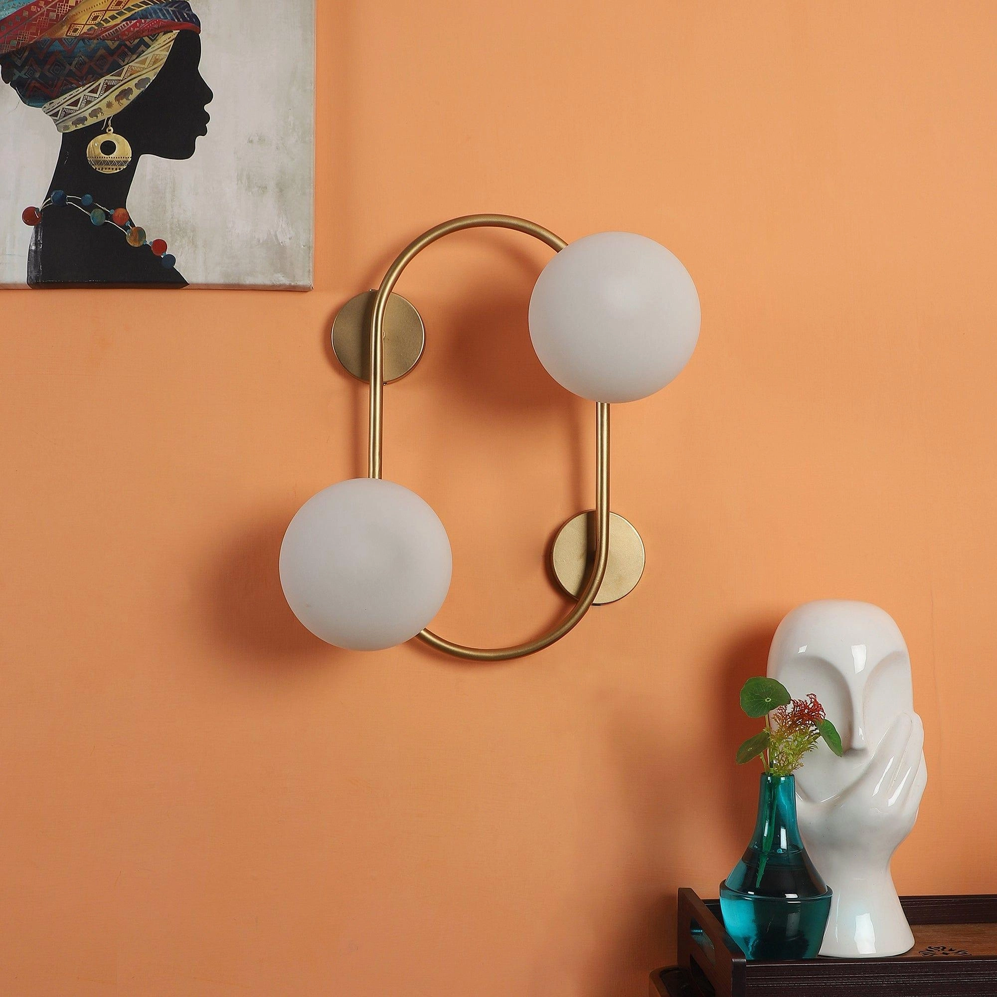 Fusty Gold And White Iron 2 Wall Lights