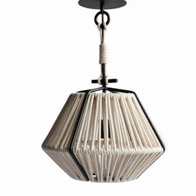 Gem Squat Pendant, Natural White Cotton rechargeable bedside light