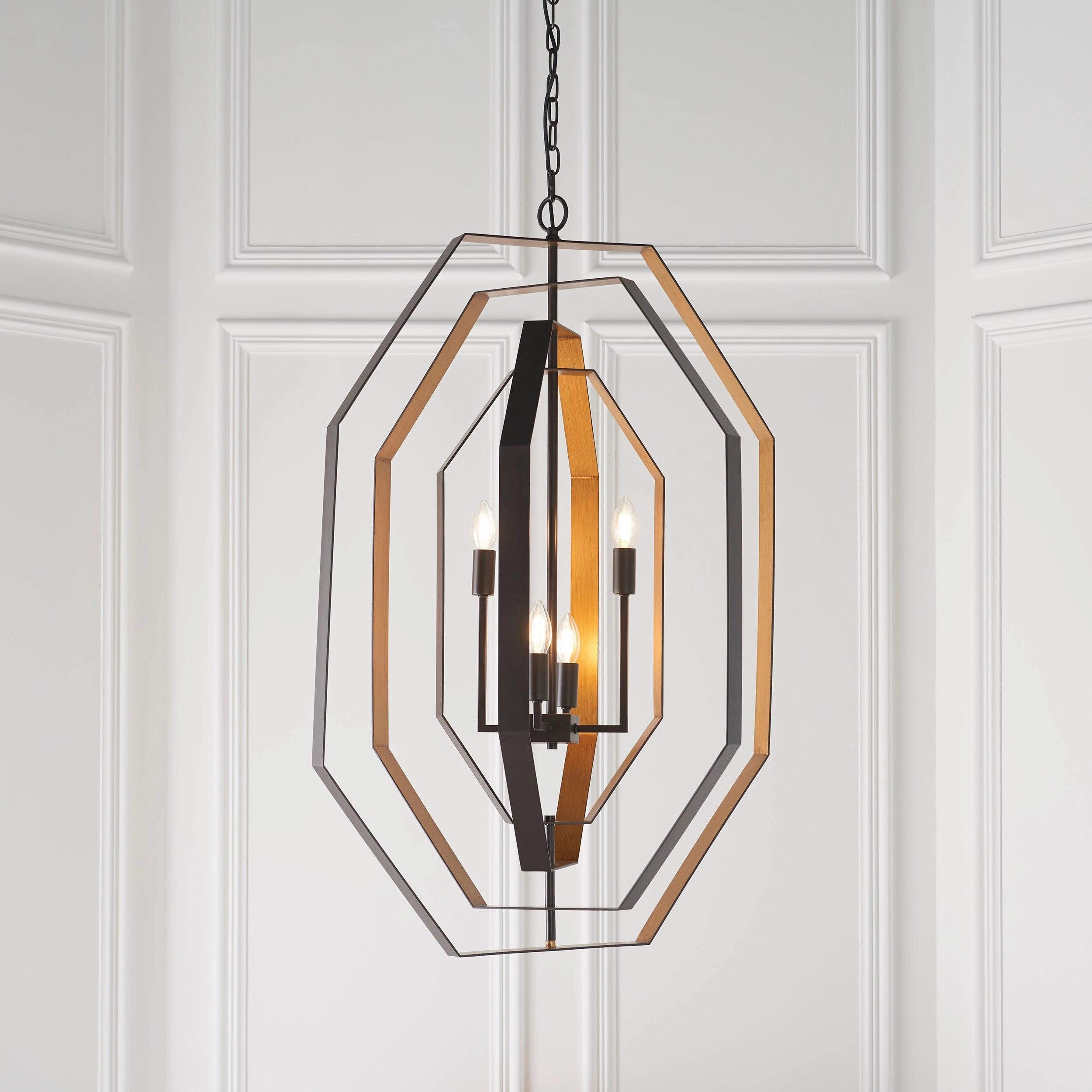 Geometric 4 Light Bronze & Gold Ceiling Pendant