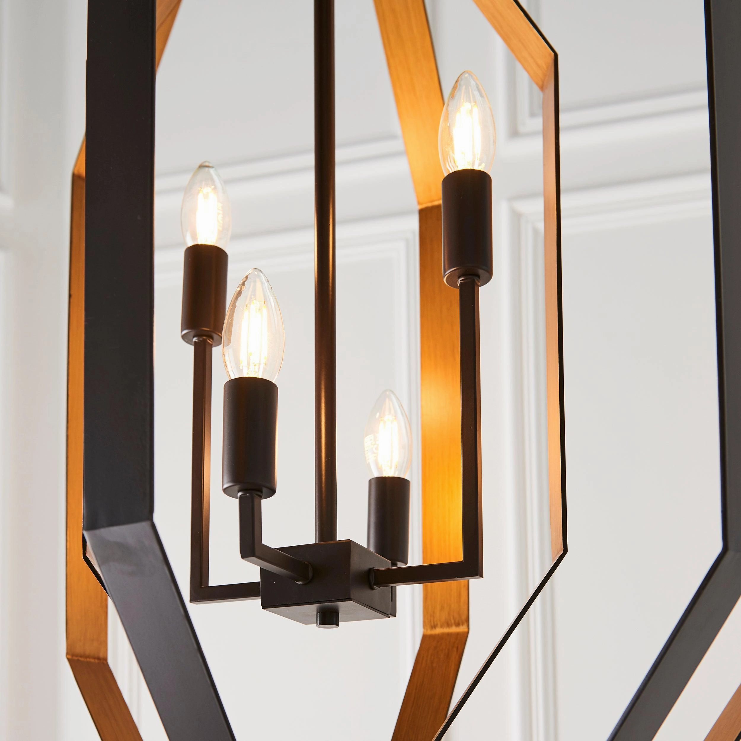 Geometric 4 Light Bronze & Gold Ceiling Pendant