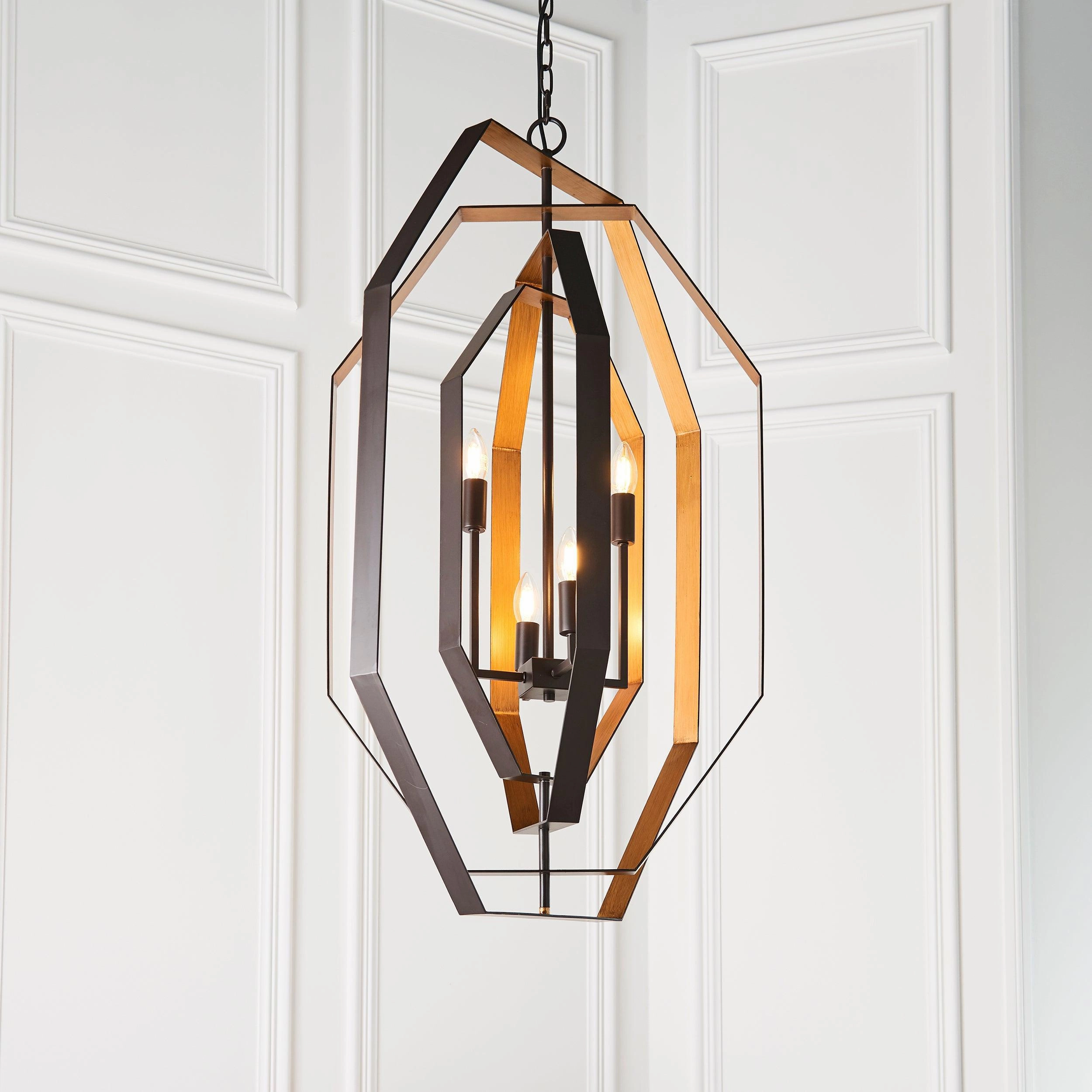 Geometric 4 Light Bronze & Gold Ceiling Pendant