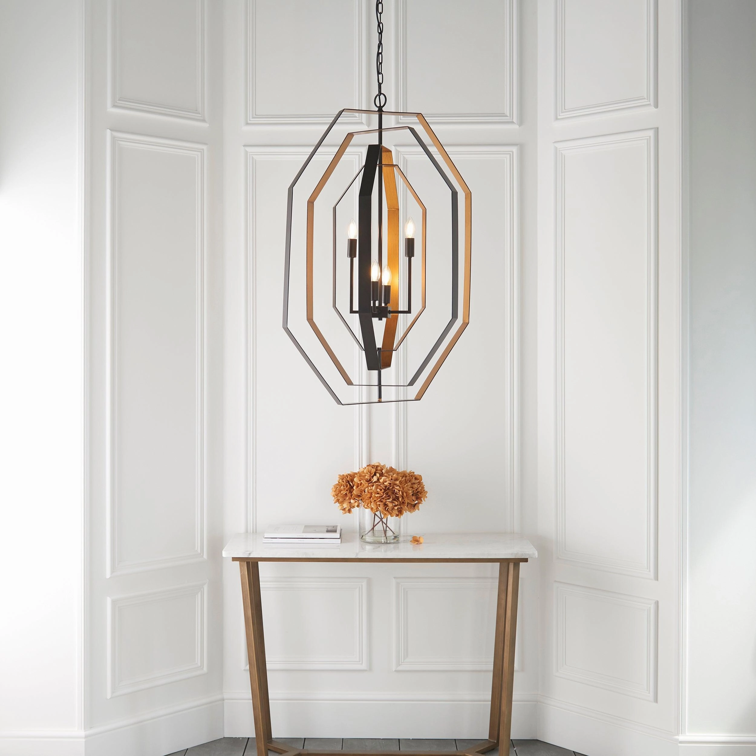 Geometric 4 Light Bronze & Gold Ceiling Pendant