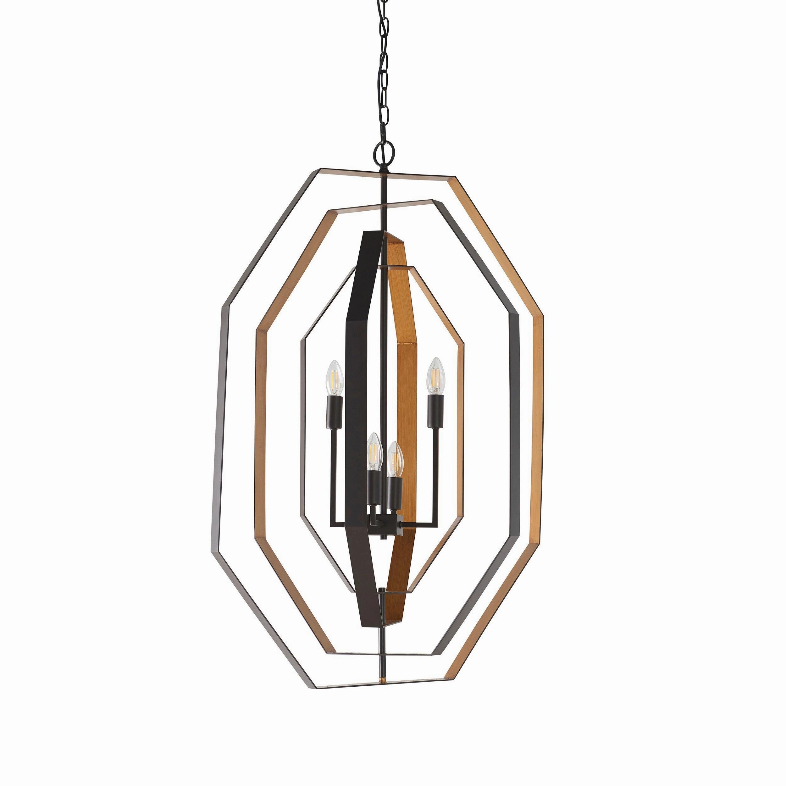 Geometric 4 Light Bronze & Gold Ceiling Pendant