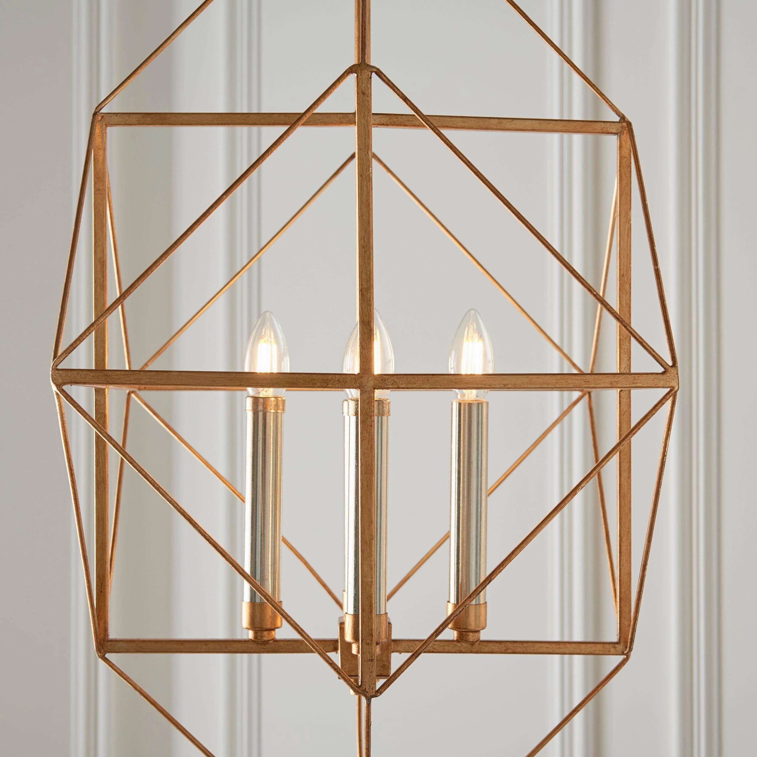 Geometric 4 Light Gold & Silver Leaf Ceiling Pendant