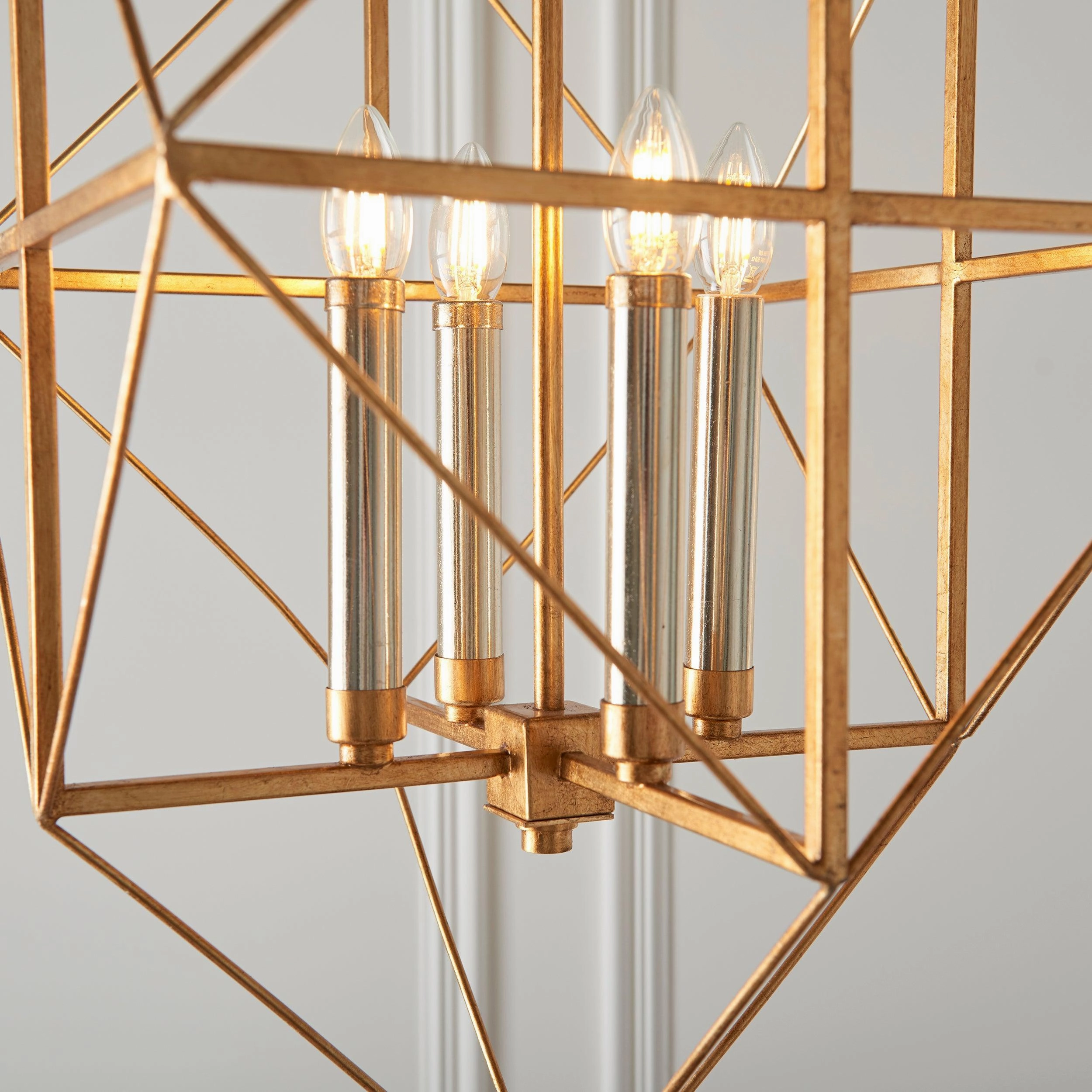 Geometric 4 Light Gold & Silver Leaf Ceiling Pendant