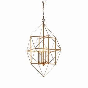 Geometric 4 Light Gold & Silver Leaf Ceiling Pendant modern ceiling lamp