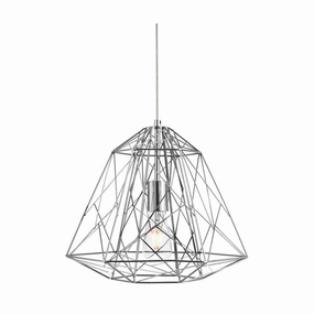 Geometric Cage 1 Light Chrome Frame Pendant Searchlight minimalist ceiling light