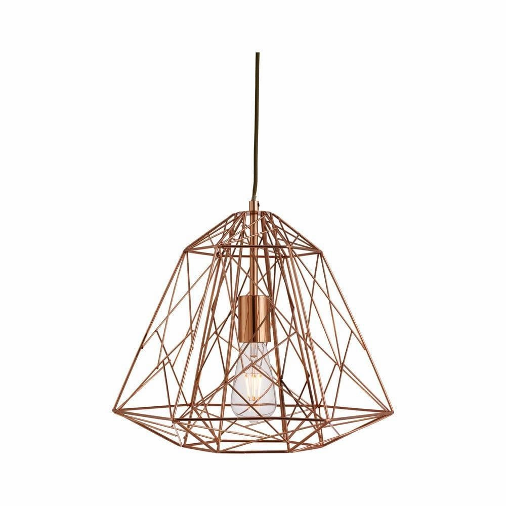 Geometric Cage 1 Light Copper Frame Pendant Searchlight minimalist ceiling light