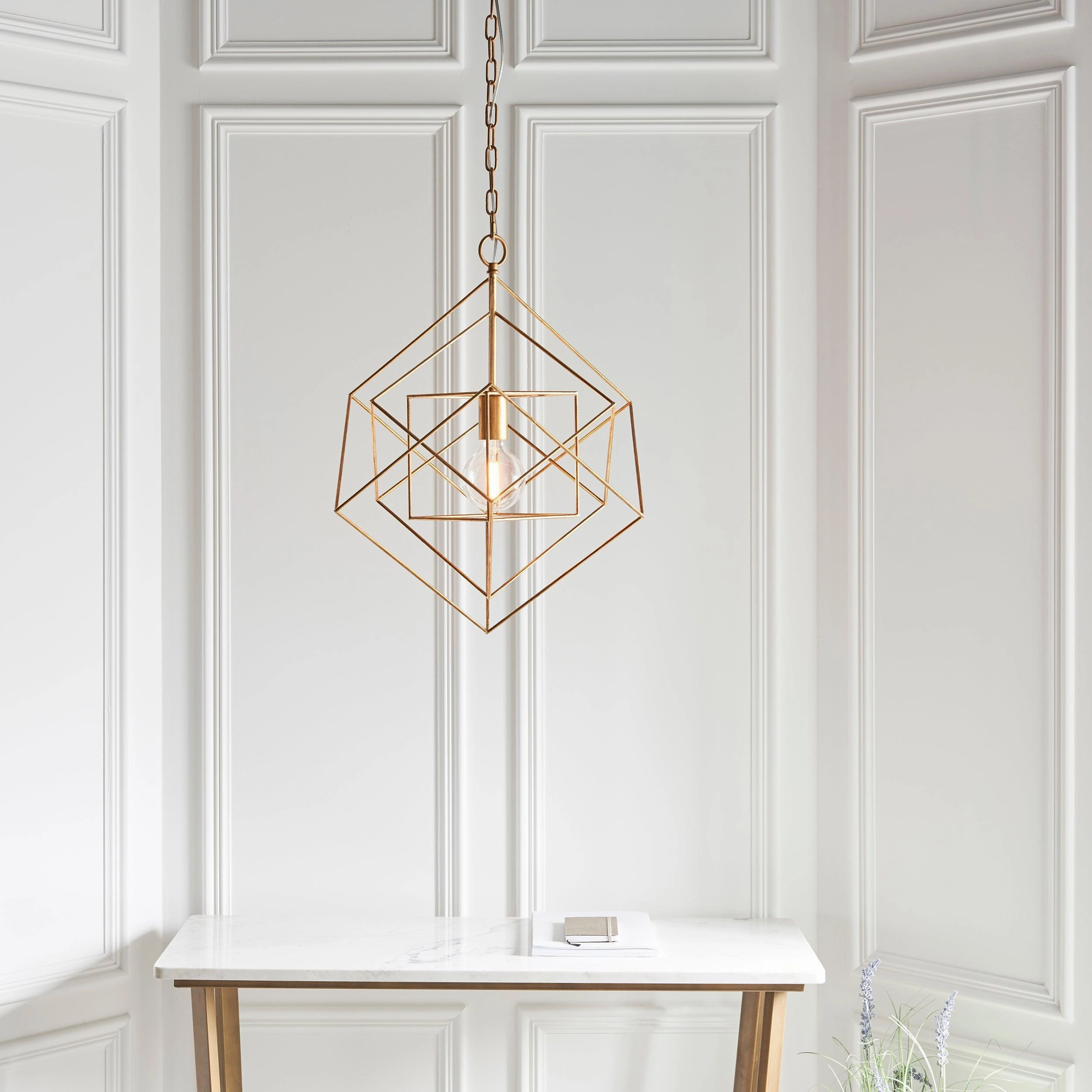 Geometric Gold Leaf Framed Ceiling Pendant Light
