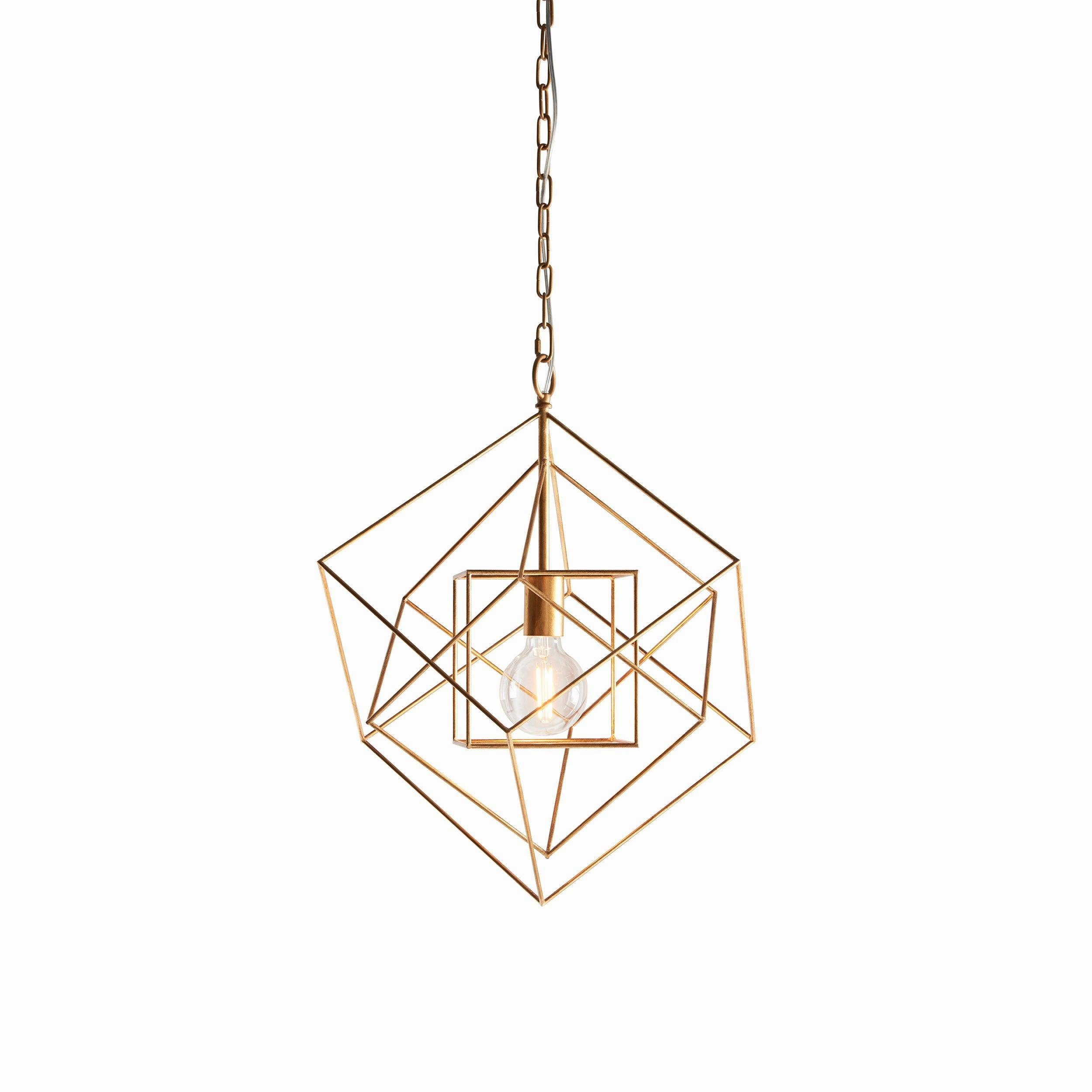 Geometric Gold Leaf Framed Ceiling Pendant Light modern ceiling lamp