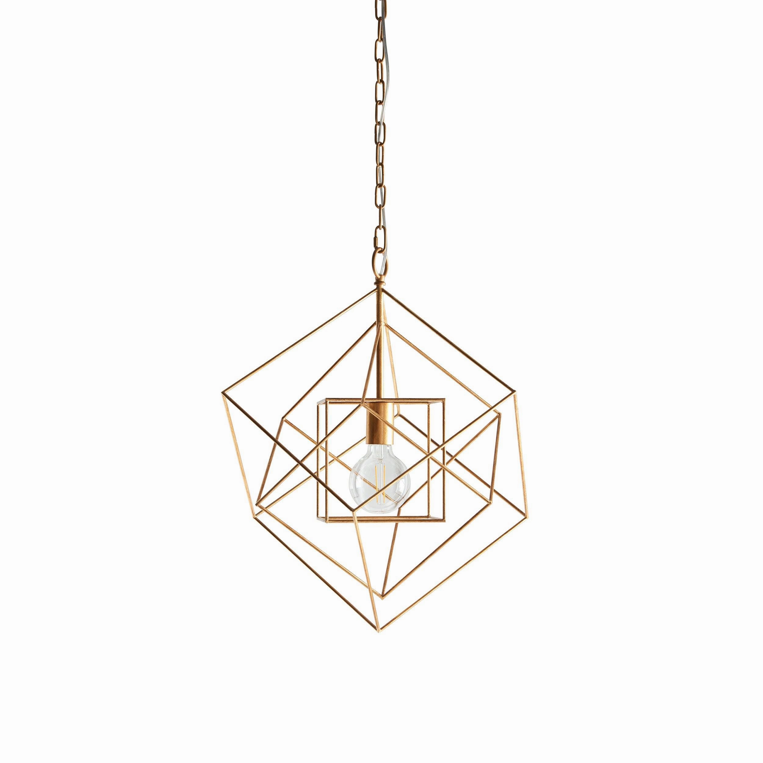 Geometric Gold Leaf Framed Ceiling Pendant Light