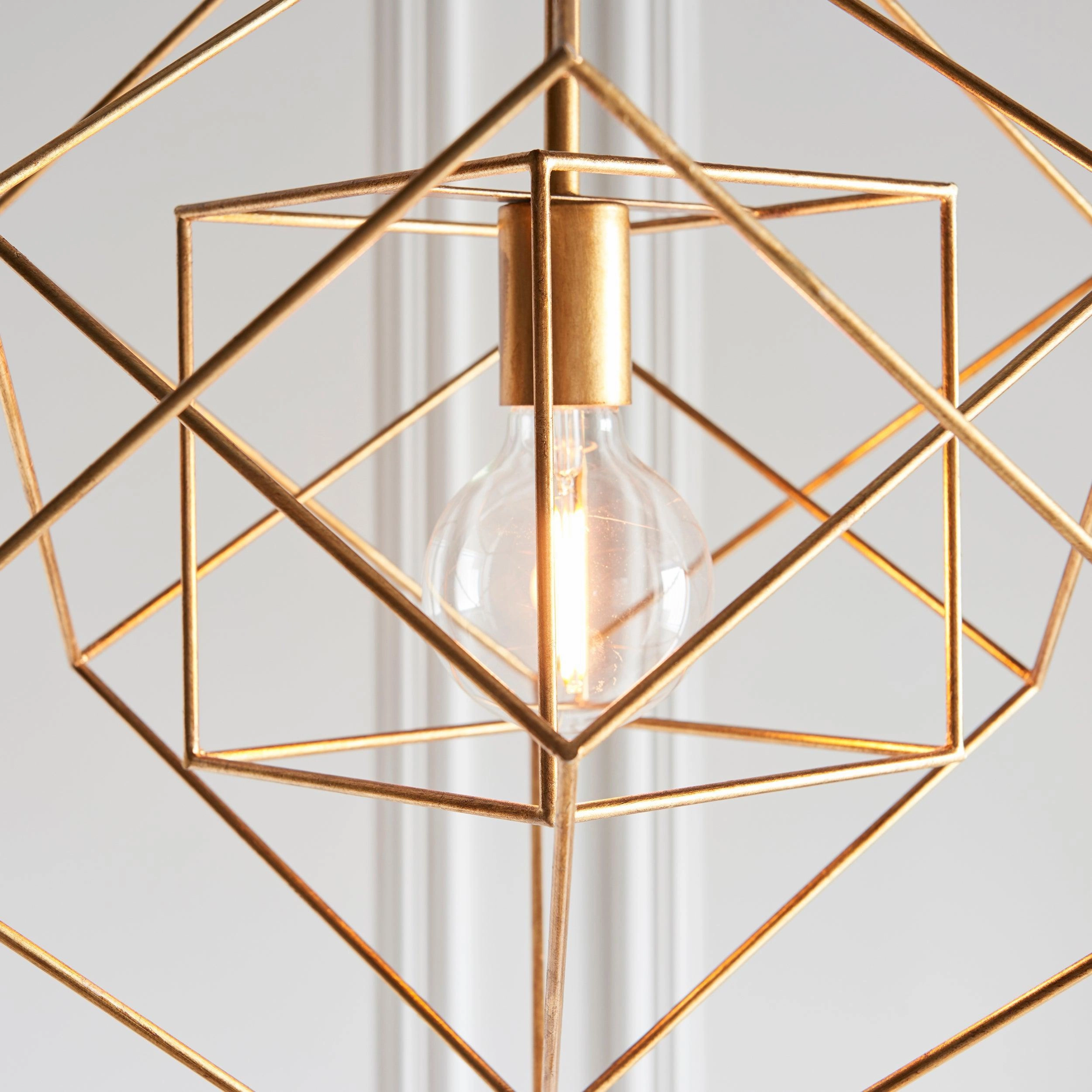Geometric Gold Leaf Framed Ceiling Pendant Light